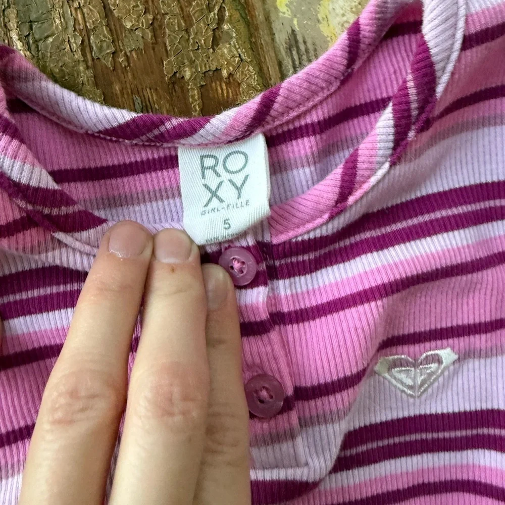 Girls Roxy Pink Purple Striped Top and Sweatpants Joggers Matching Set | Size 5